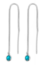Pair of Sterling Silver Threader Earrings - Aqua Blue