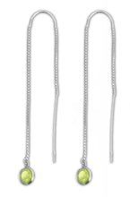 Pair of Sterling Silver Threader Earrings - Lime Green