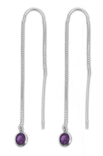 Pair of Sterling Silver Threader Earrings - Purple