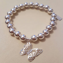 Chunky Sterling Silver Beaded Butterfly Bracelet