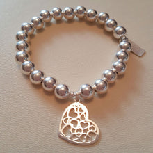 Chunky Sterling Silver Beaded Multiheart Bracelet