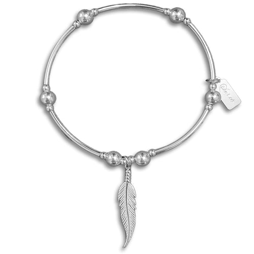 Sterling Silver Feather Noodle Bracelet