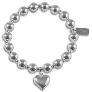 Sterling Silver Chunky Puff Heart Stacking Bracelet