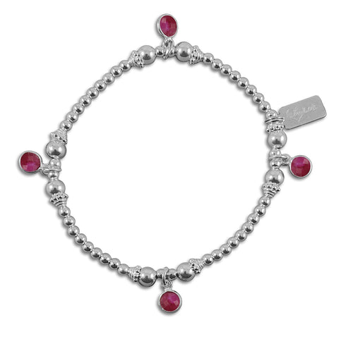 Sterling Silver Gemstone Bracelet - Ruby Red