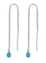 Pair of Sterling Silver Threader Earrings - Turquoise