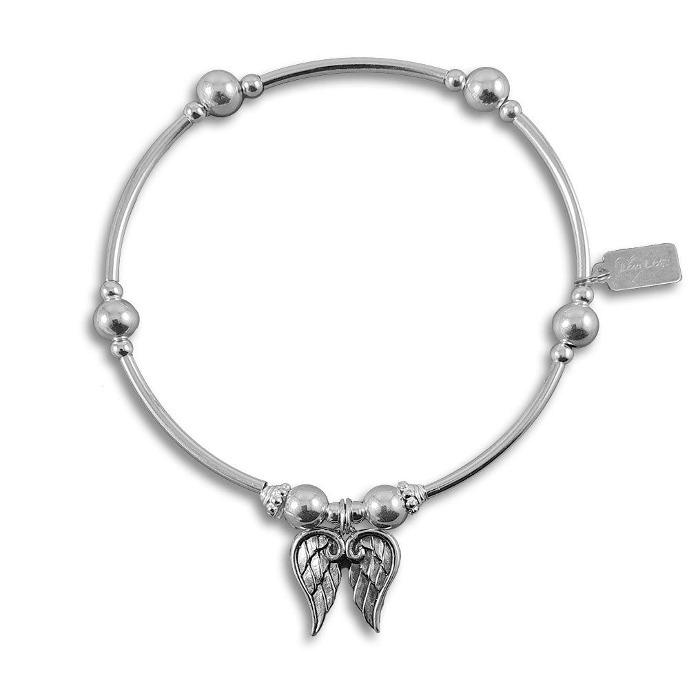 Sterling Silver Double Angel Wing Bracelet