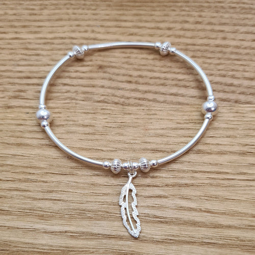 Sterling Silver Filigree Feather Bracelet