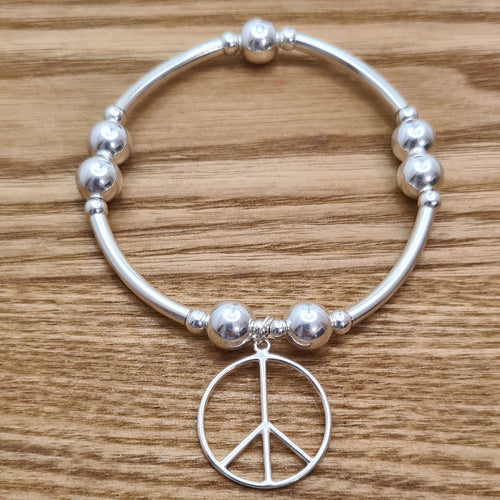 Chunky Sterling Silver Peace Bracelet