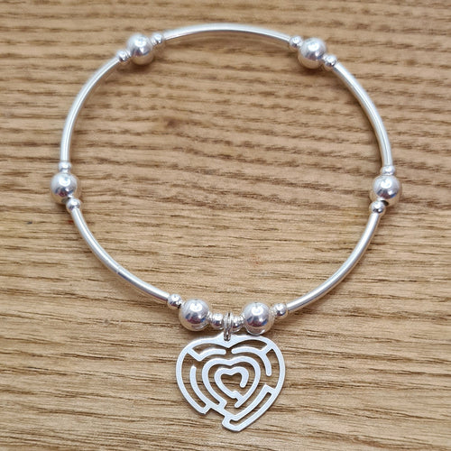 Sterling Silver Maze Heart Bracelet