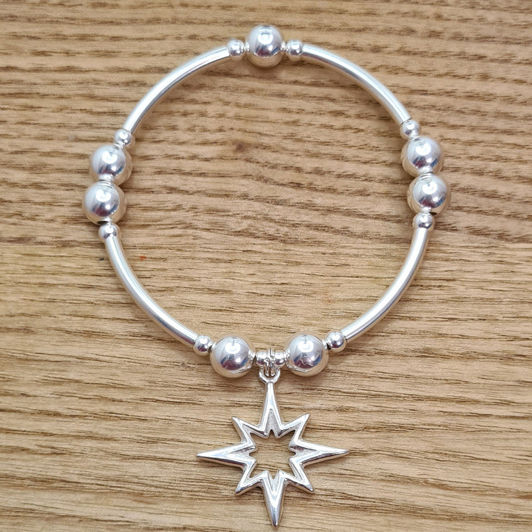 Chunky Sterling Silver North Star Bracelet