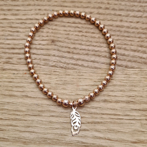 Rose Gold Peacock Feather Bracelet