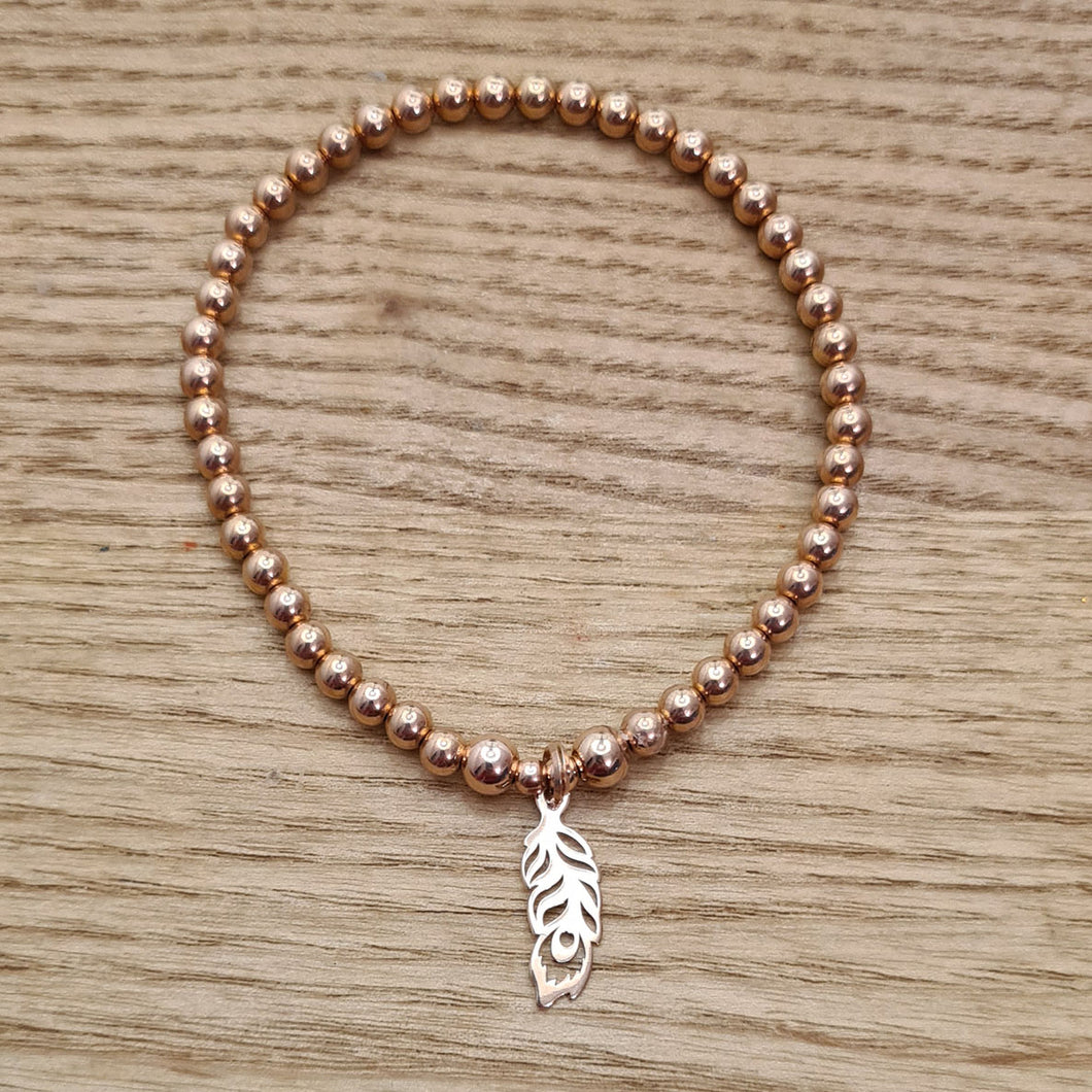 Rose Gold Peacock Feather Bracelet