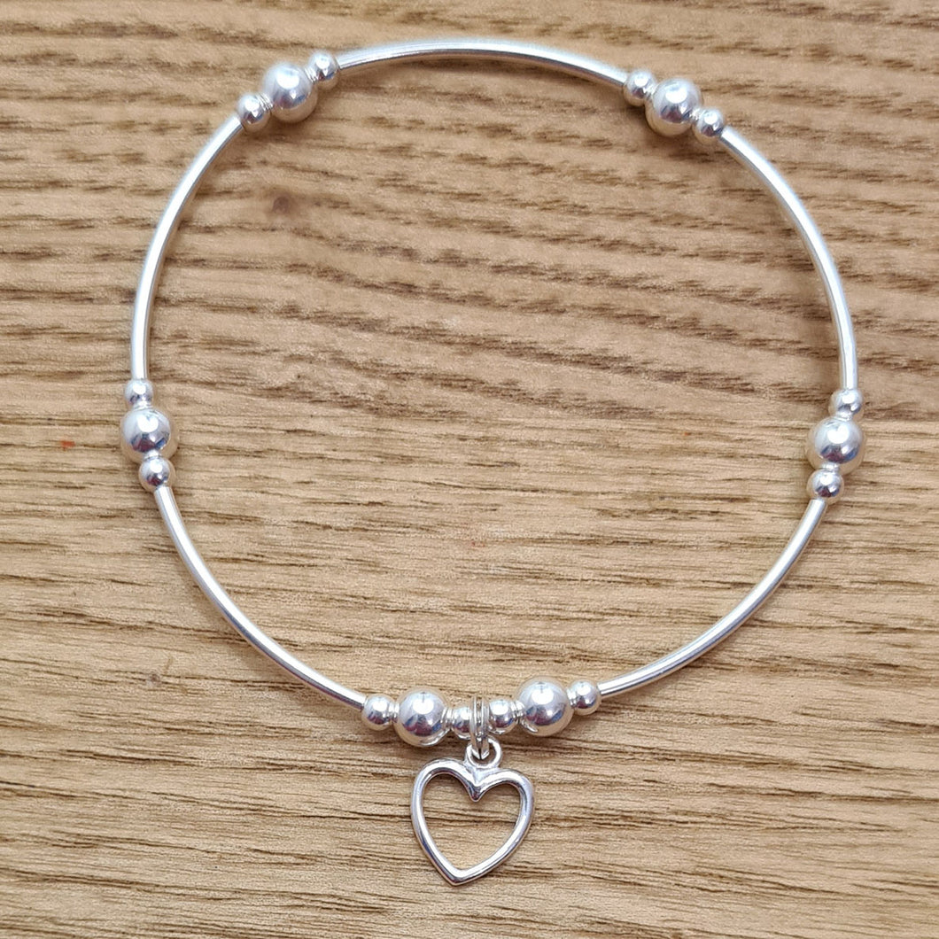 Sterling Silver Rounded Heart Bracelet