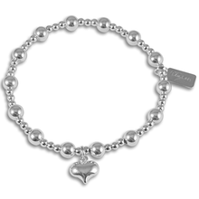 Sterling Silver Puff Heart Stacking Bracelet