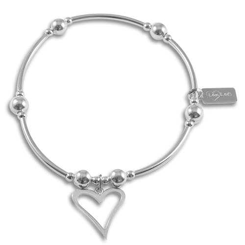 Sterling Silver Open Heart Noodle Bracelet