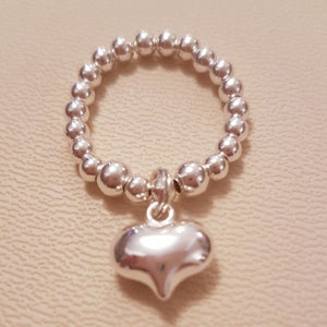 Sterling Silver Puff Heart Ring