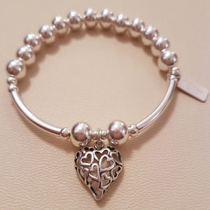 Chunky Sterling Silver Puffed Multiheart Bracelet