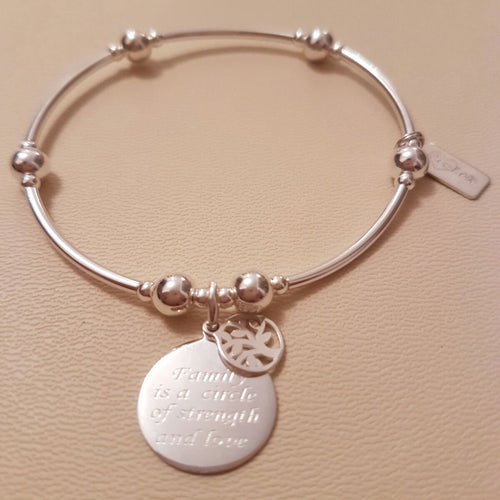 Sterling Silver Family Circle Bracelet With Mini Tree Of life Charm