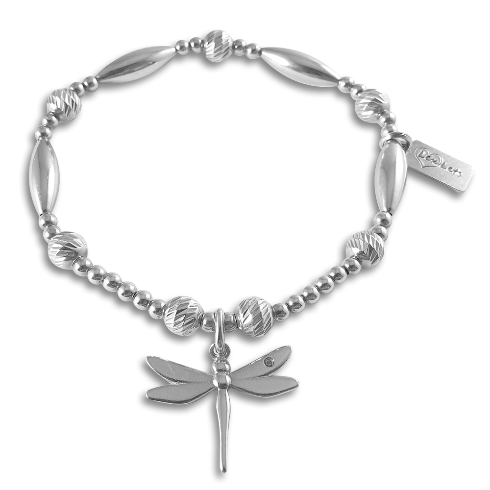 Sterling Silver Diamante Dragonfly Bracelet