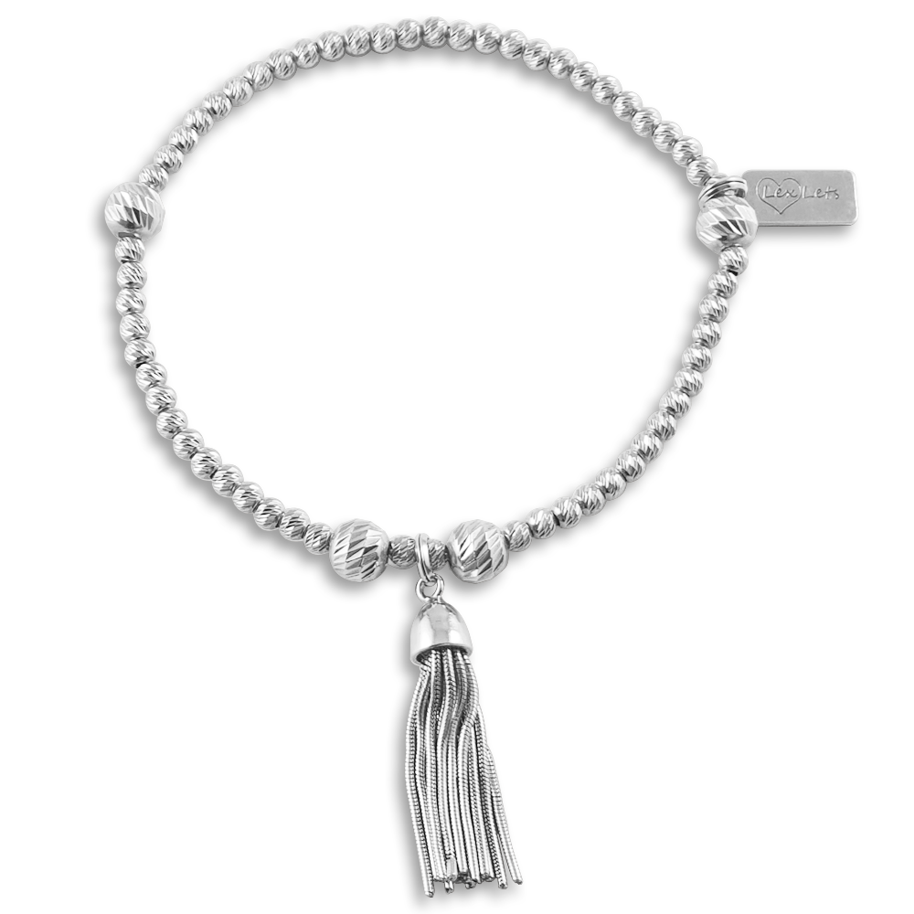 Silver tassel bracelet deals