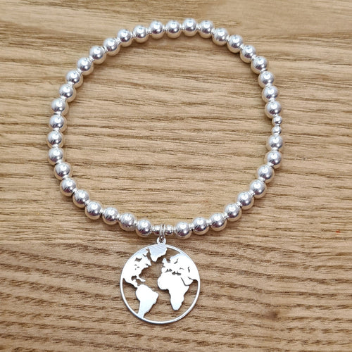 Sterling Silver Planet Earth Bracelet