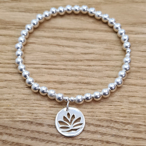 Sterling Silver Lotus Disc Bracelet